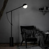 Black Floor Lamp with Marble Globe Design
